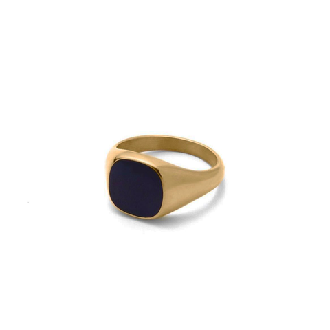 Black square signet ring(cri0099g)