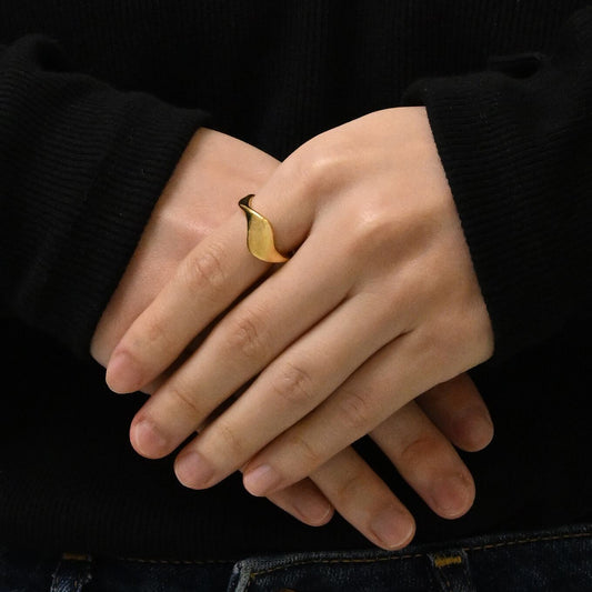 Wave twist signet ring(rri0078g)