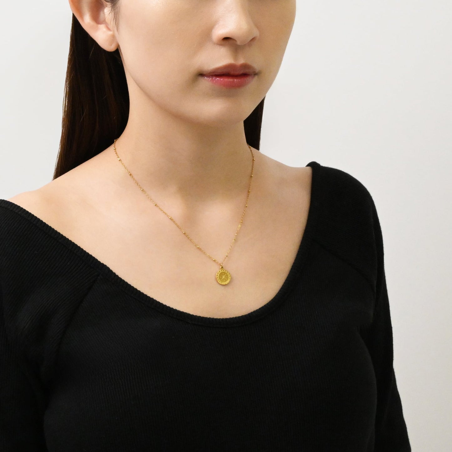 Compass coin necklace(rne0080g)