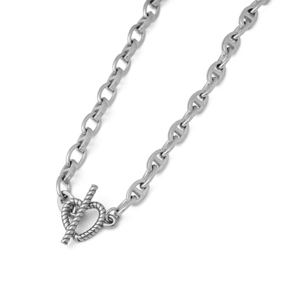 Heart anker chain necklace(rne0092s)