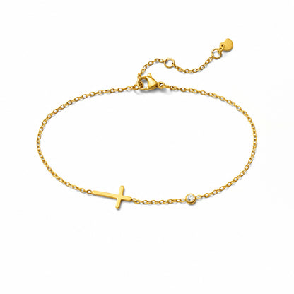 Cz cross anklet(ran0011g)