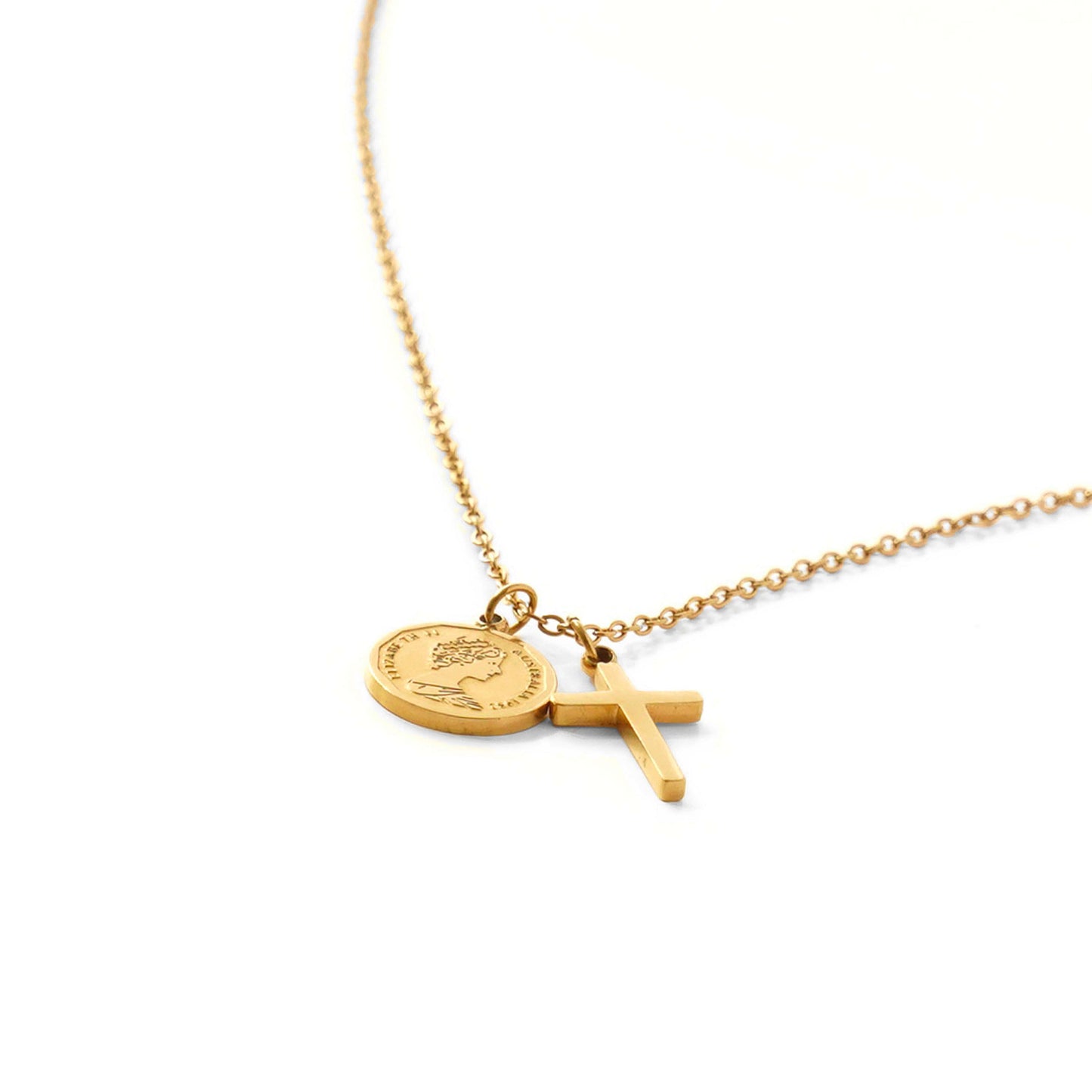 Cross coin necklace(cne0010g)