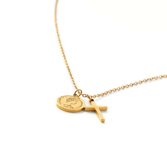 Cross coin necklace(cne0010g)