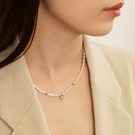 Cz pearl necklace(rne0060g)