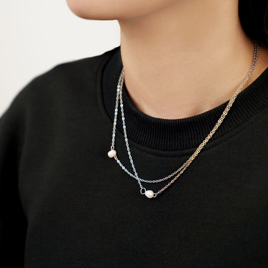 Double pearl necklace (rne0132s)