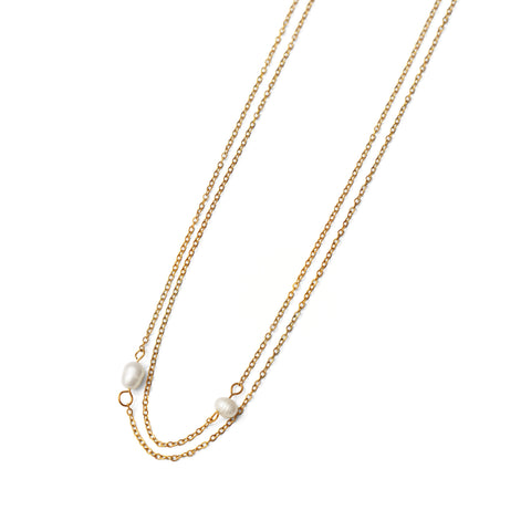 Double pearl necklace (rne0131g)