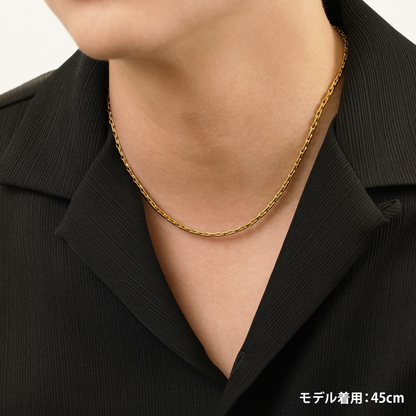 Dual oval chain necklace (cne0114g)