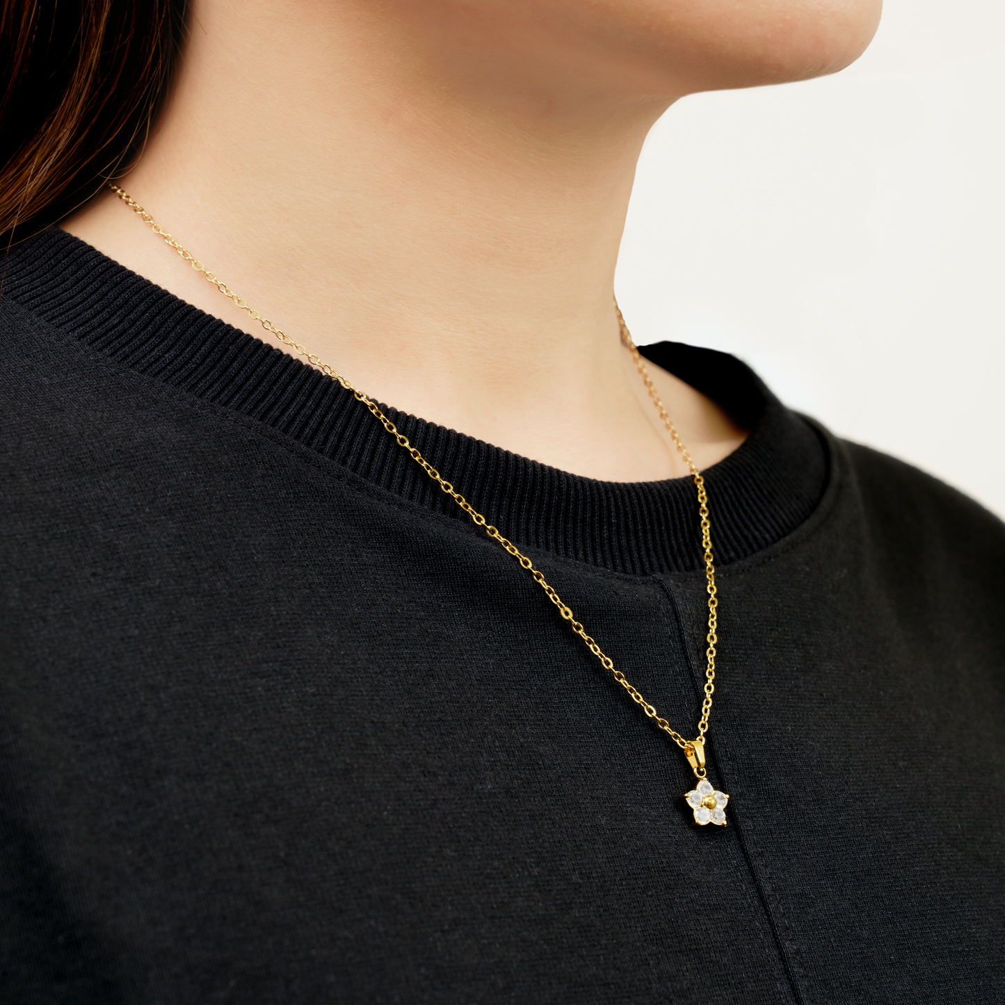 Flower charm necklace (rne0123g)