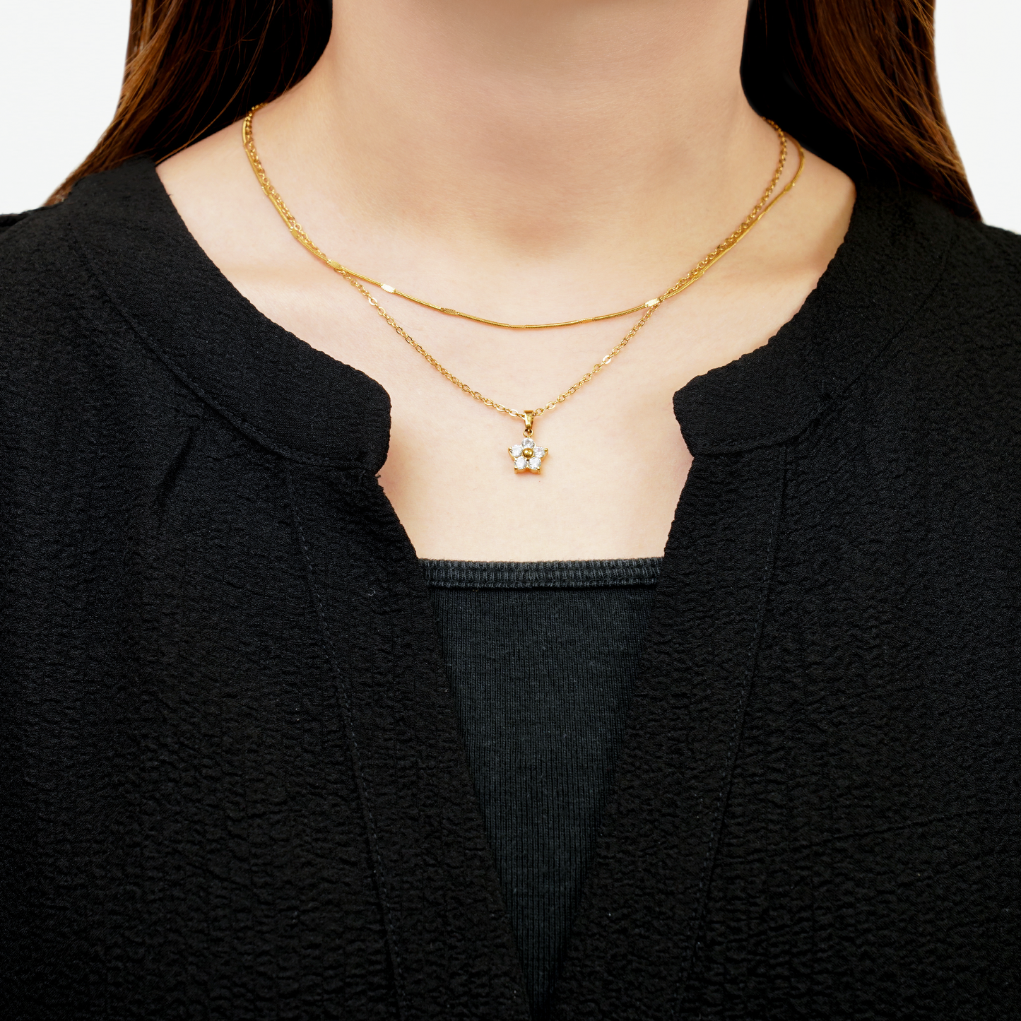 Flower charm necklace (rne0123g)