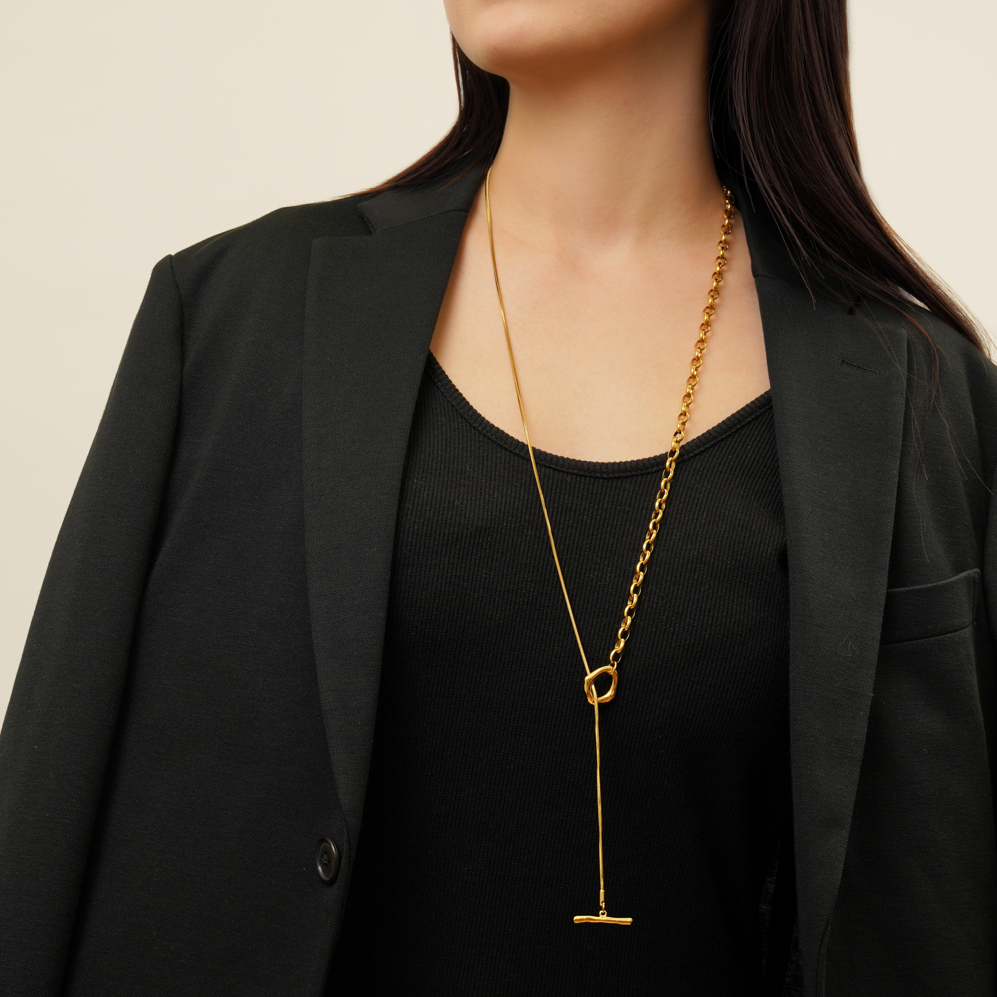 Two types long chain necklace (rne0113g)