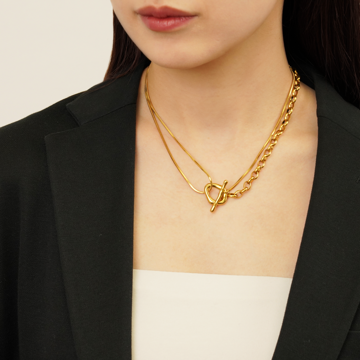 Two types long chain necklace (rne0113g)