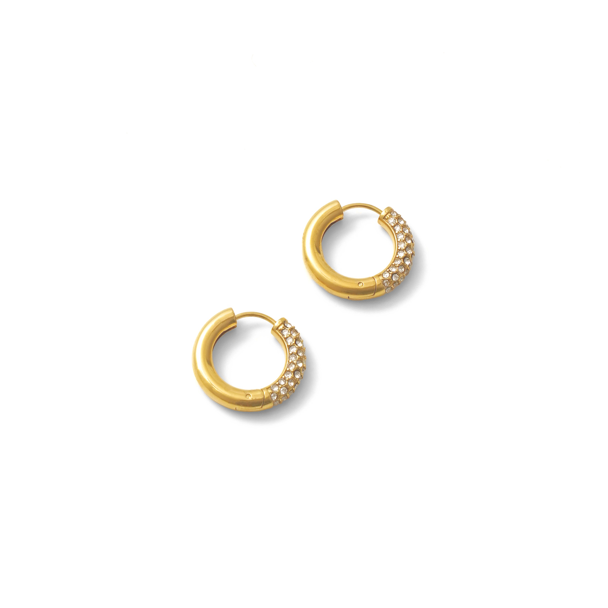 No.315 14kgf☆スコレサイトのピアス Zirconia hoop pierce gold｜cross Jewellia｜金アレ対応・ユニ