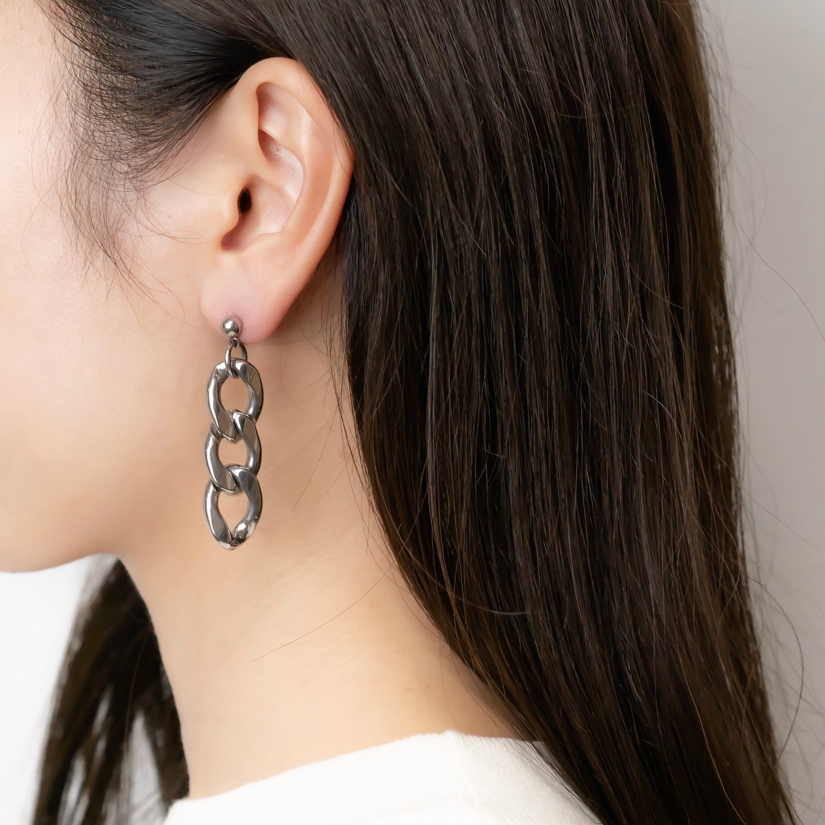 Big chain pierce silver｜cross Jewellia｜金アレ対応・ユニセックス