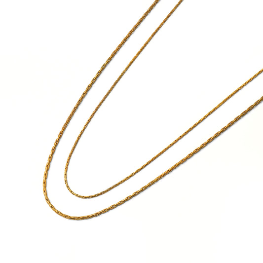 Dual oval chain slim necklace (cne0112g)