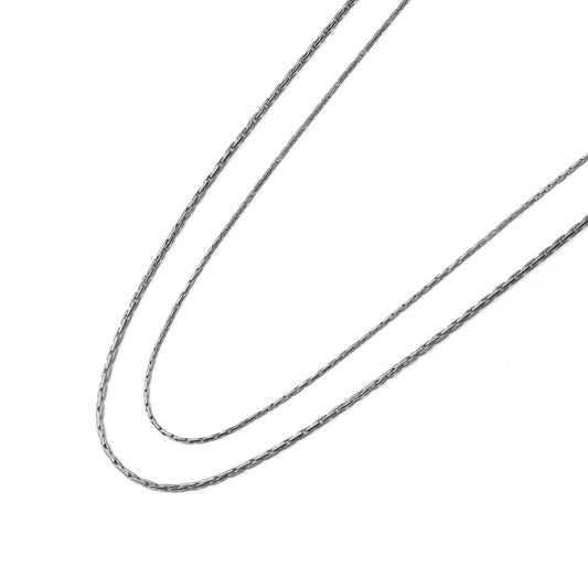 Dual oval chain slim necklace (cne0113s)