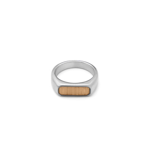 Wood slim signet ring(cri0088s)