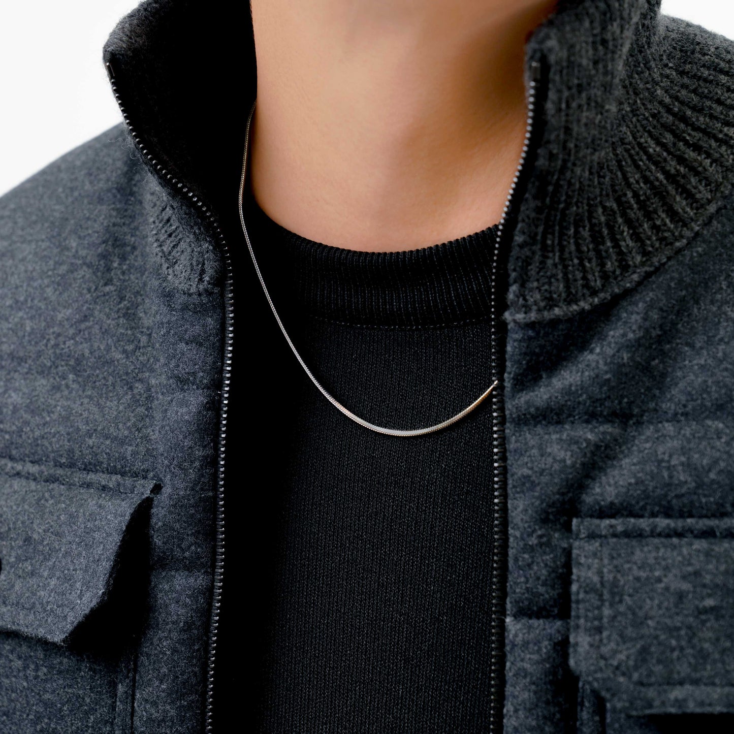 Round snake chain necklace(cne0086s)