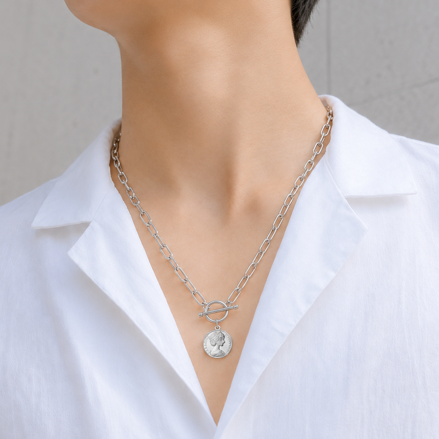 Clip chain coin necklace(cne0117s)