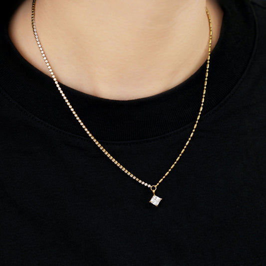 Two types chain zirconia necklace(rne0129g)