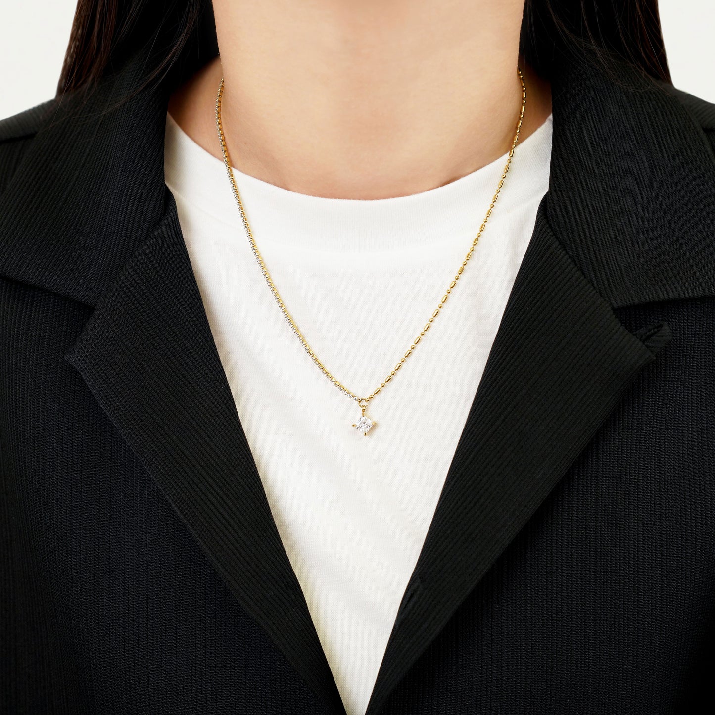 Two types chain zirconia necklace(rne0129g)