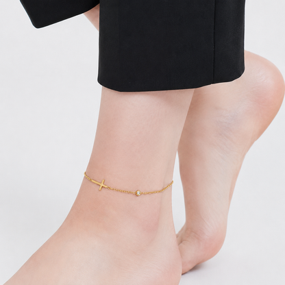 Cz cross anklet(ran0011g)