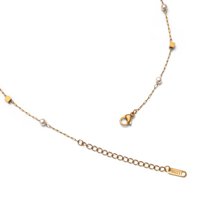 Square dot pearl necklace (rne0133g)