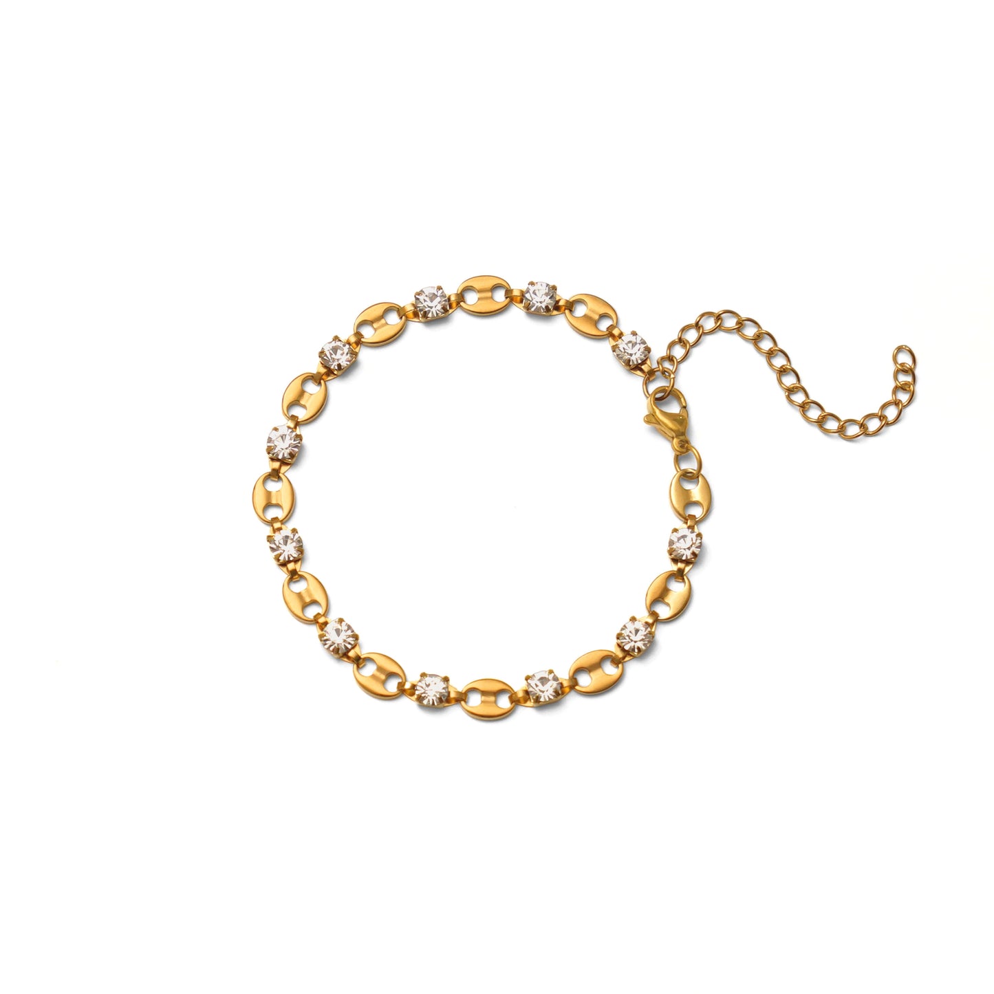 Cz oval chain bracelet (rbr0049g)