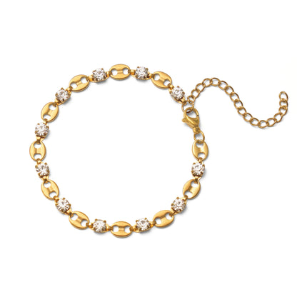 Cz oval chain bracelet (rbr0049g)