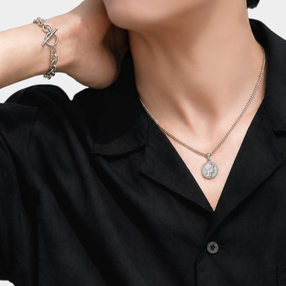 Flat link coin necklace(cne0119s)