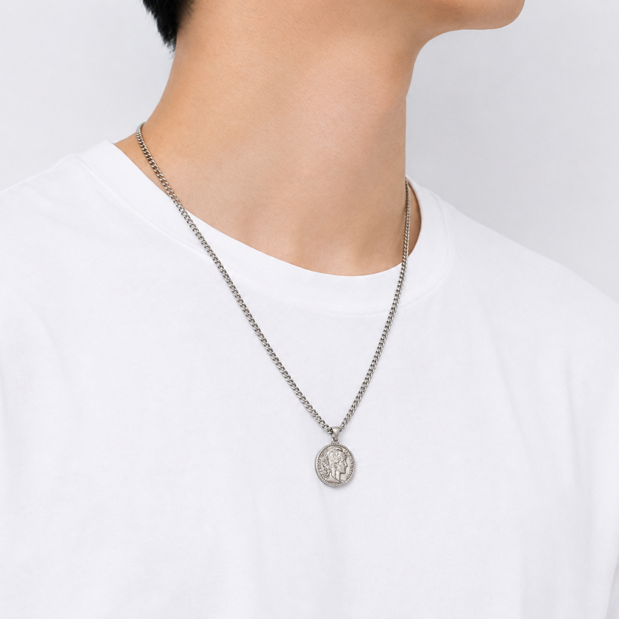 Flat link coin necklace(cne0119s)