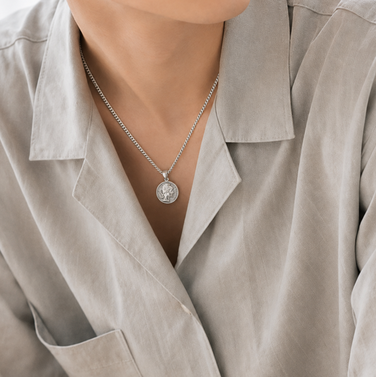 Flat link coin necklace(cne0119s)
