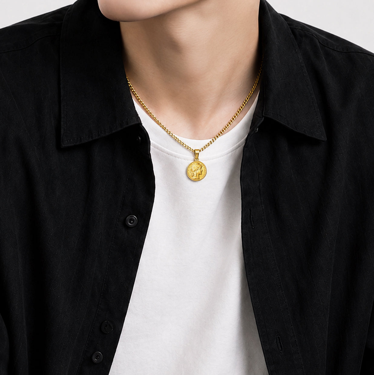 Flat link coin necklace(cne0118g)