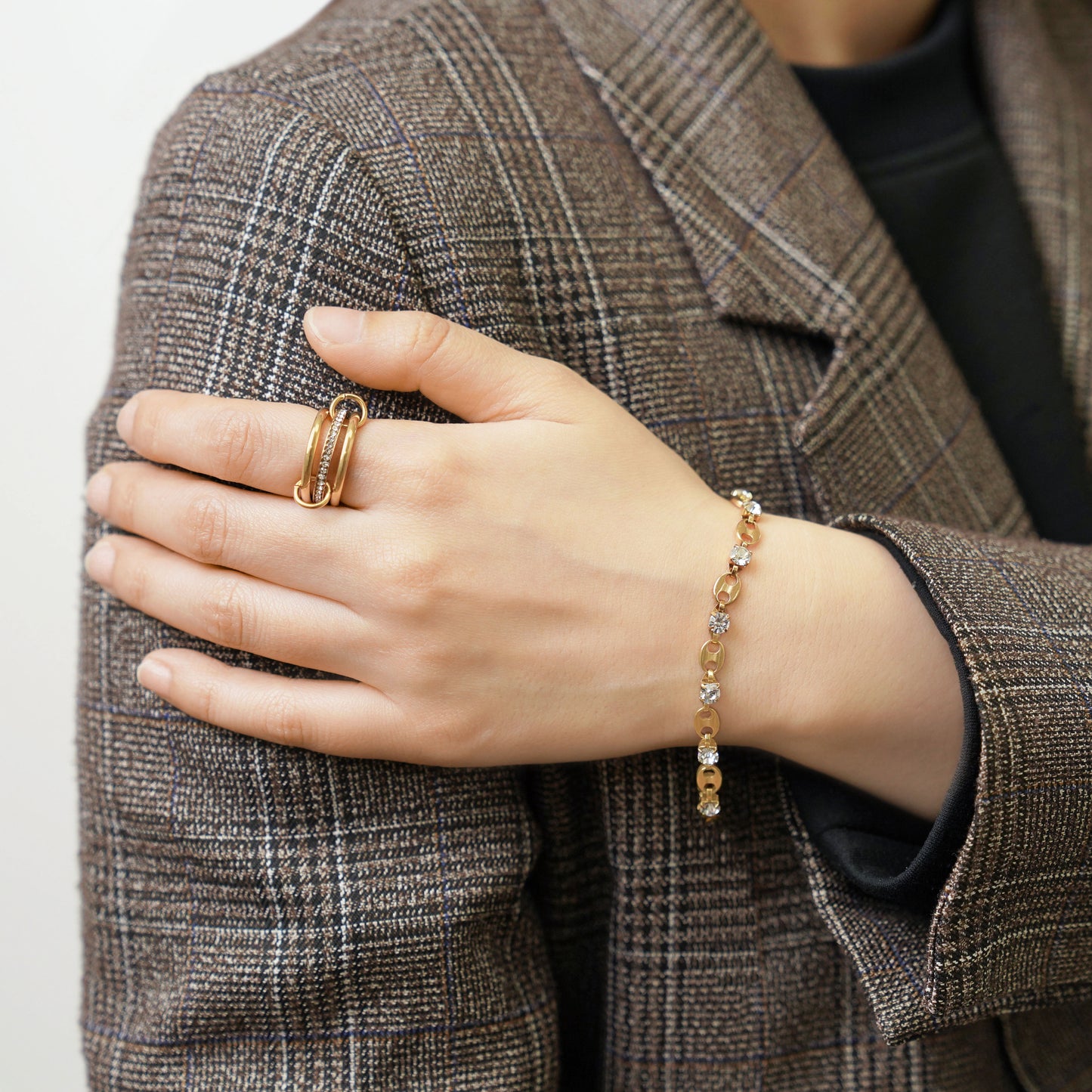 Cz oval chain bracelet (rbr0049g)