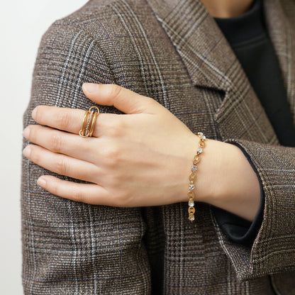 Cz oval chain bracelet (rbr0049g)