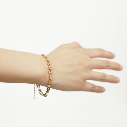 Cz oval chain bracelet (rbr0049g)