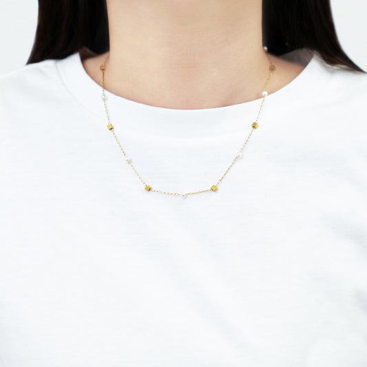 Square dot pearl necklace (rne0133g)