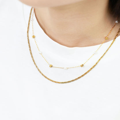 Square dot pearl necklace (rne0133g)