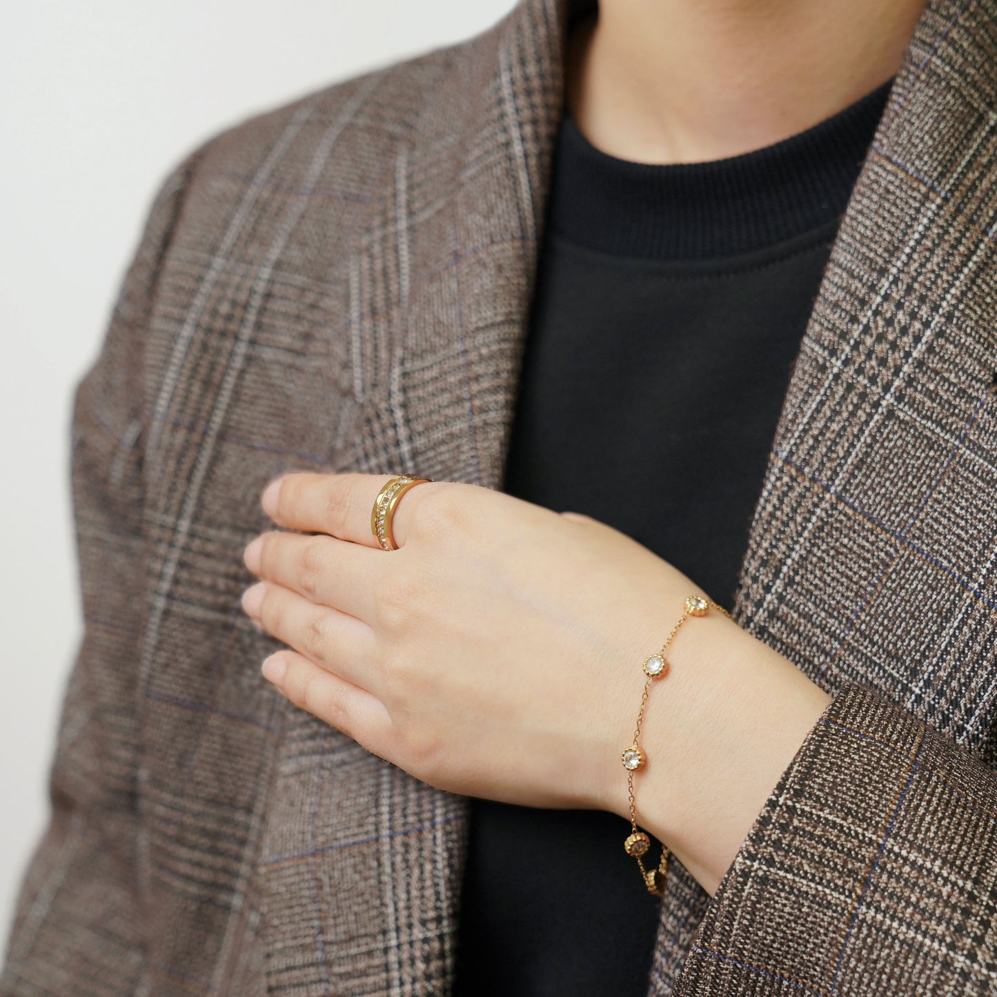 Milgrain Cz station bracelet (rbr0045g)