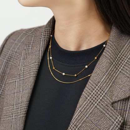 Square dot pearl necklace (rne0133g)