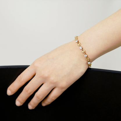 Cz oval chain bracelet (rbr0049g)