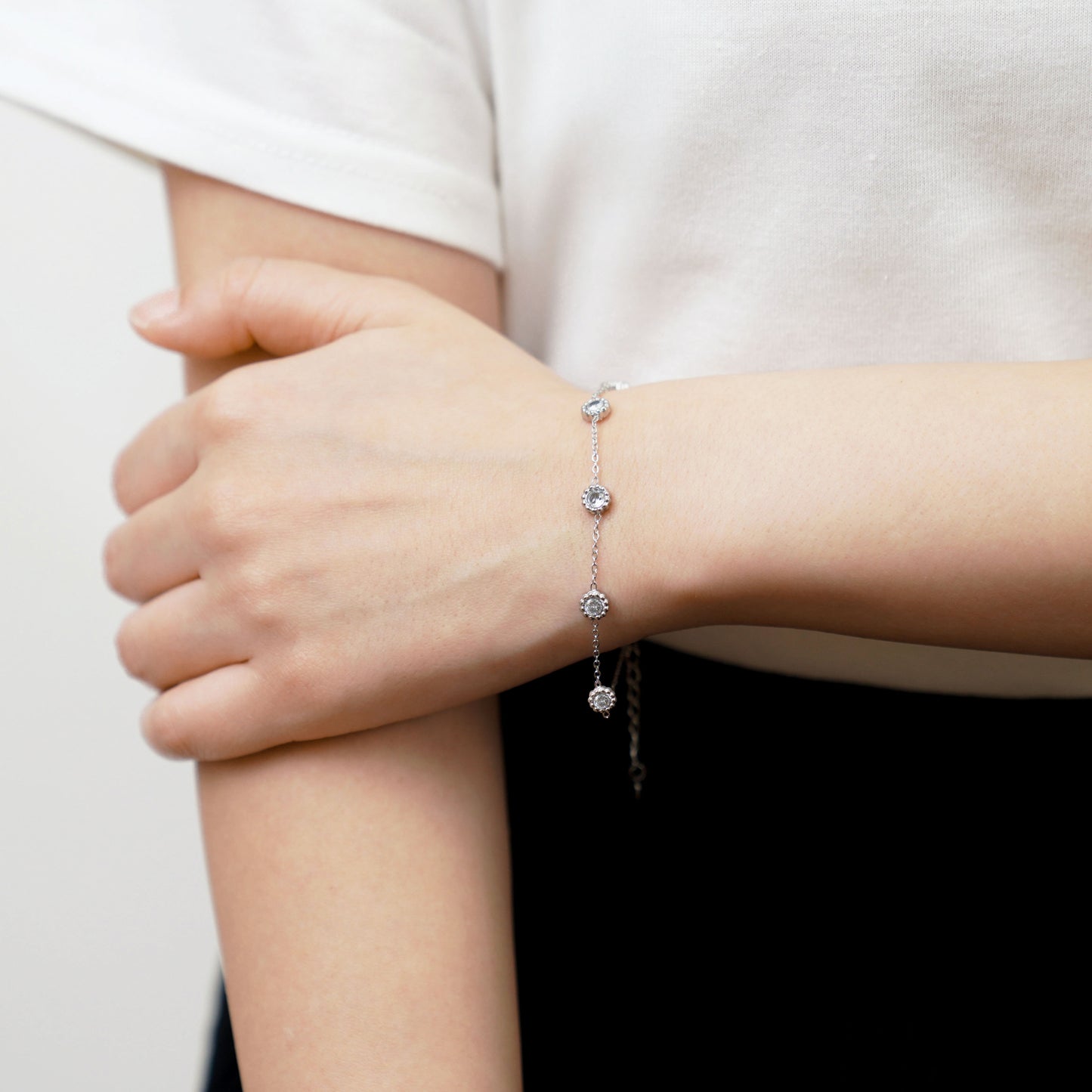Milgrain Cz station bracelet (rbr0046s)