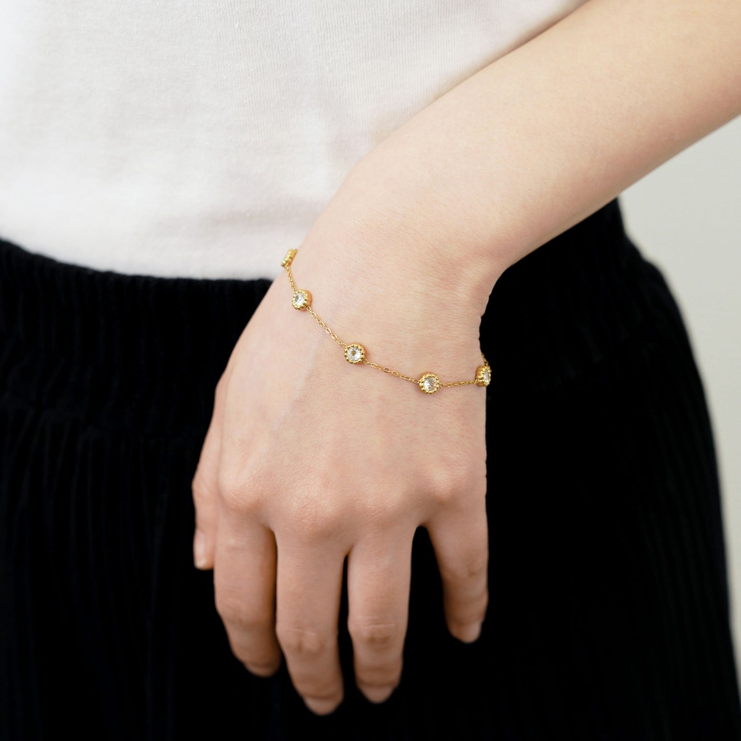 Milgrain Cz station bracelet (rbr0045g)
