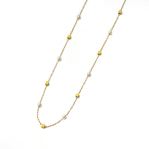 Square dot pearl necklace (rne0133g)