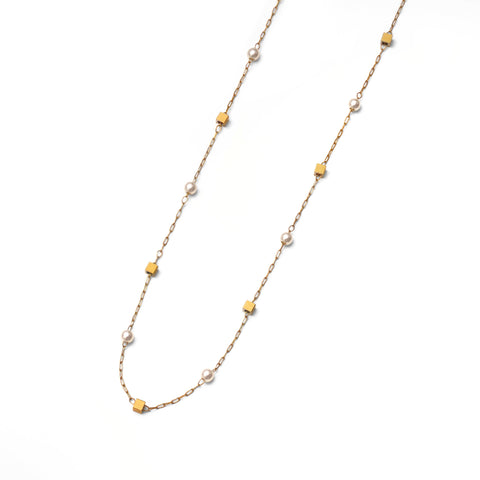 Square dot pearl necklace (rne0133g)